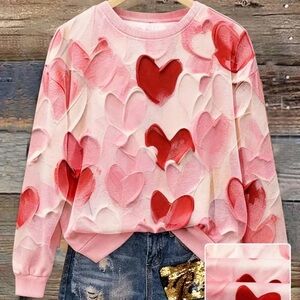 Heart Pattern Pink and Red Sweatshirt